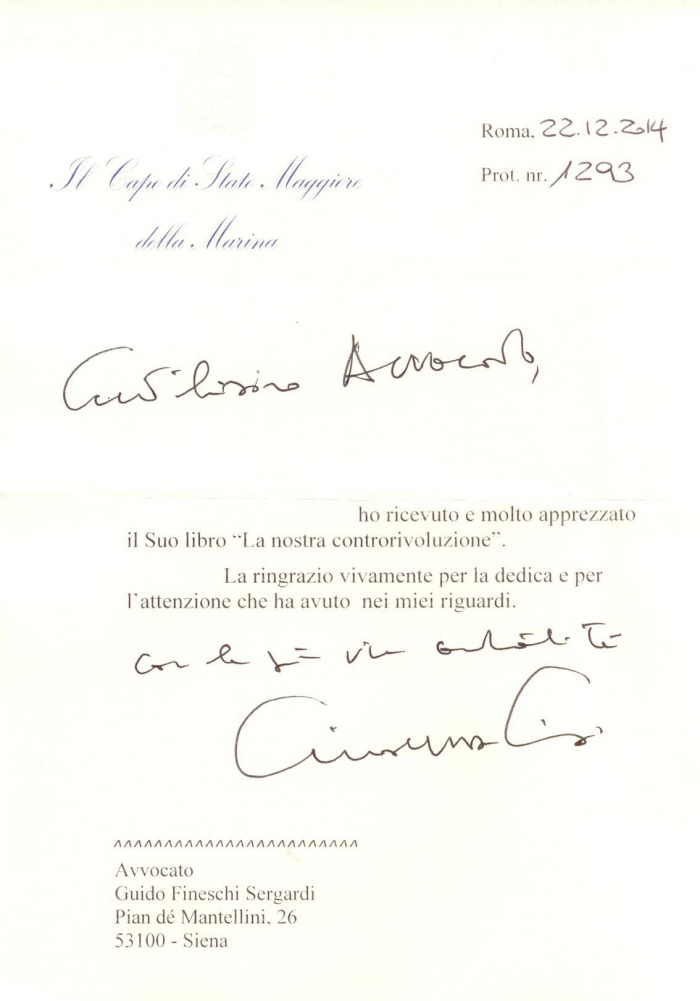 ringraziamenti controrivoluzione giuseppe de giorgi